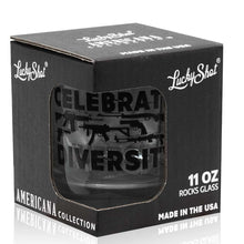 Load image into Gallery viewer, Lucky Shot USA - Americana Whisky Glass - Guns and Whiskey
