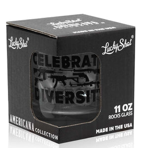 Lucky Shot USA - Americana Whisky Glass - Love Spelled with Guns