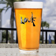 Load image into Gallery viewer, Lucky Shot USA - Americana Pint Glass - Love Written In Guns
