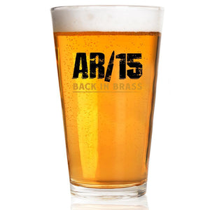 Lucky Shot USA - Americana Pint Glass - AR 15 Back in Brass