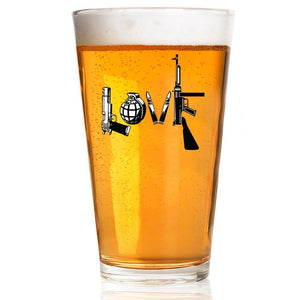 Lucky Shot USA - Americana Pint Glass - Love Written In Guns