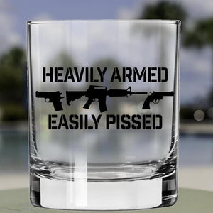 Lucky Shot USA - Whisky Glass - Heavily Armed Easily Pissed