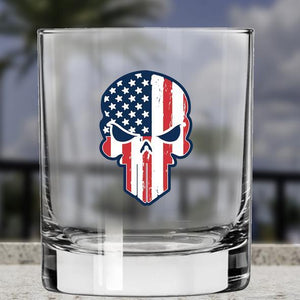 Lucky Shot USA - Americana Whisky Glass - Punisher Flag