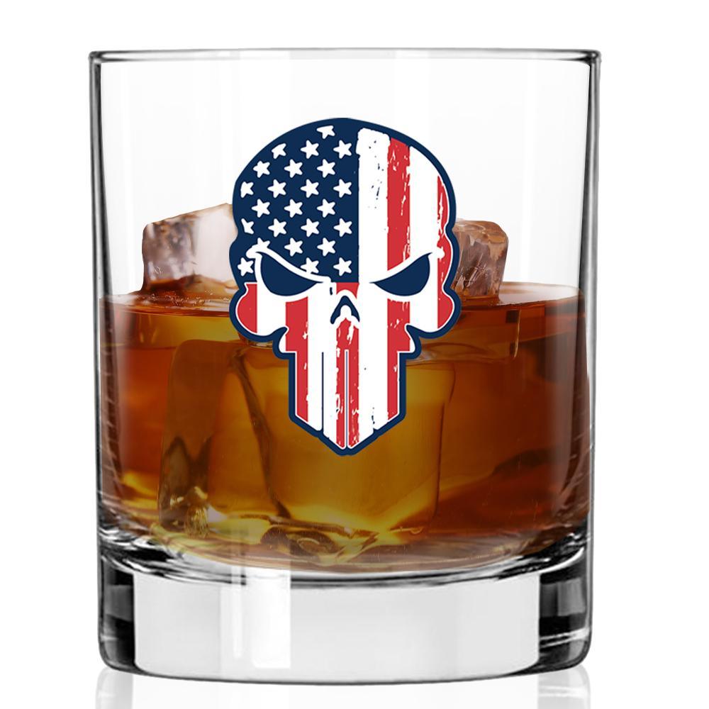 Lucky Shot USA - Americana Whisky Glass - Punisher Flag