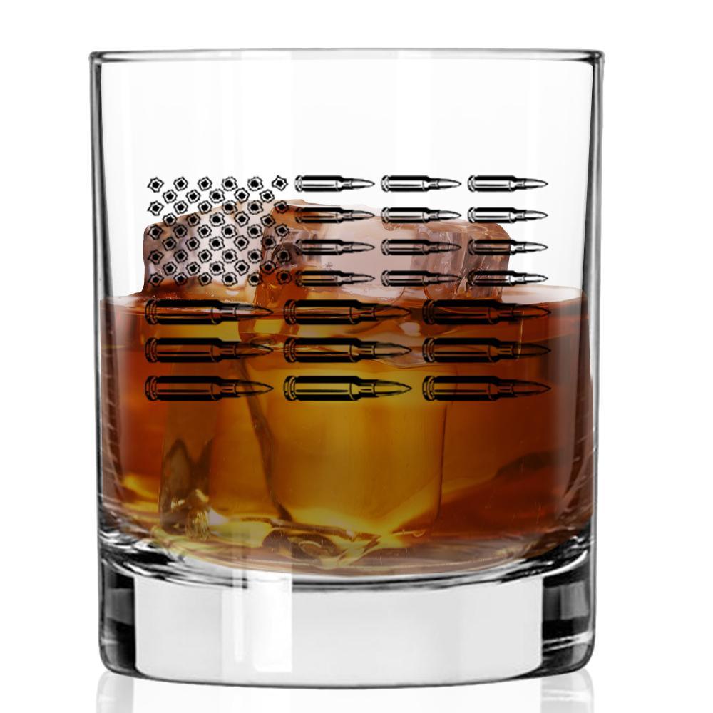 Lucky Shot USA - Americana Whisky Glass - Bullet Flag
