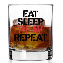 Cargar imagen en el visor de la galería, Lucky Shot USA - Americana Whisky Glass - Eat Sleep Pew Repeat
