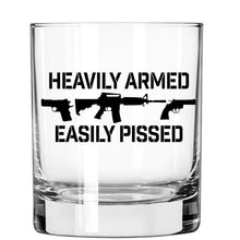 Load image into Gallery viewer, Lucky Shot USA - Whisky Glass - Heavily Armed Easily Pissed
