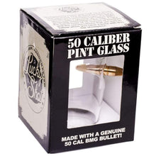 Laden Sie das Bild in den Galerie-Viewer, Lucky Shot USA - .50 Caliber Bullet Pint  Glass - Weathered Flag
