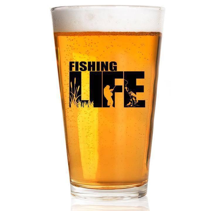 Lucky Shot USA - Pint Glass - Fishing Life Silhouette