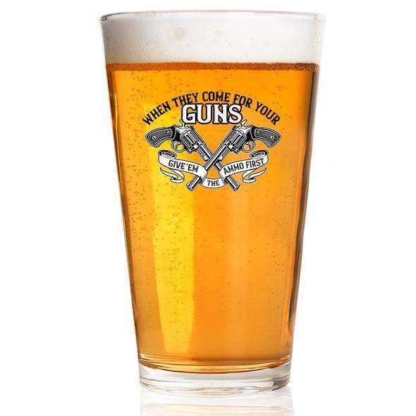 Lucky Shot USA - Pint Glass - Give Em the Ammo First