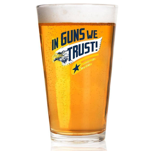 Lucky Shot USA - Pint Glass - In Guns We Trust