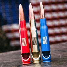 Load image into Gallery viewer, Lucky Shot USA - .50 Cal BMG Bottle Opener - Spirit Series - Blue American Flag
