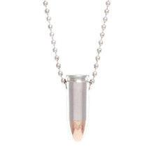 Cargar imagen en el visor de la galería, Lucky Shot USA - Ball Chain Bullet Necklace - 9mm Nickel
