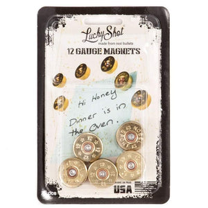 Lucky Shot USA - 12 Gauge Bullet Magnets - Brass - 5pcs
