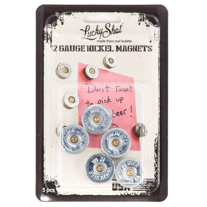 Lucky Shot USA - 12 Gauge Bullet Magnets - Nickel - 5pcs