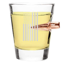Load image into Gallery viewer, Lucky Shot USA - Bullet Shot Glass - .308 Projectile - Draped Flag
