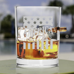 Lucky Shot USA - .308 Bullet Whisky Glass - America Since 1776