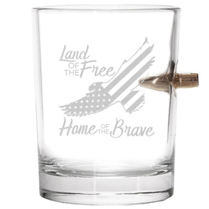 Lucky Shot USA - .308 Bullet Whisky Glass - Eagle Land of the Free Home of the Brave