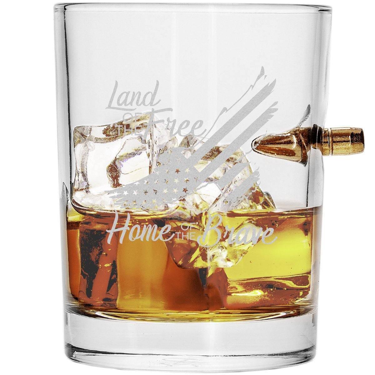 Lucky Shot USA - .308 Bullet Whisky Glass - Eagle Land of the Free Home of the Brave