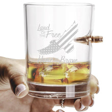 Cargar imagen en el visor de la galería, Lucky Shot USA - .308 Bullet Whisky Glass - Eagle Land of the Free Home of the Brave
