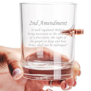 Lucky Shot USA - Bullet Whisky Glass .308 2nd Amendment etched color