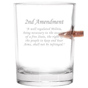 Lucky Shot USA - Bullet Whisky Glass .308 2nd Amendment etched color