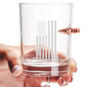 Lucky Shot USA - Bullet Whisky Glass .308 Draped American flag