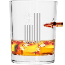 Cargar imagen en el visor de la galería, Lucky Shot USA - Bullet Whisky Glass .308 Draped American flag
