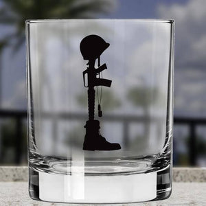 Lucky Shot USA - Whisky Glass - Fallen Soldier Silhouette