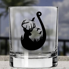 Load image into Gallery viewer, Lucky Shot USA - Whisky Glass - Fishing Hook Hunt and Fish
