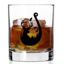 Load image into Gallery viewer, Lucky Shot USA - Whisky Glass - Fishing Hook Hunt and Fish
